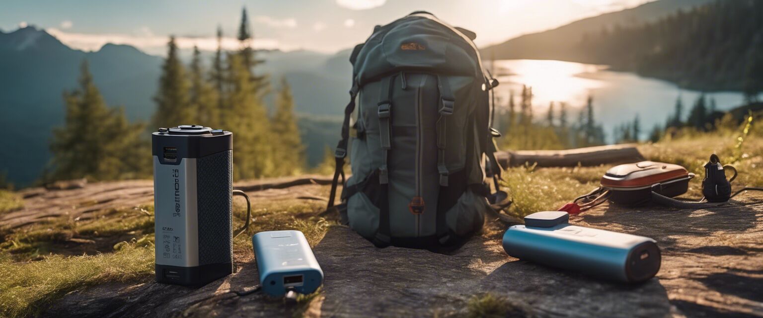 Camping scene with power bank