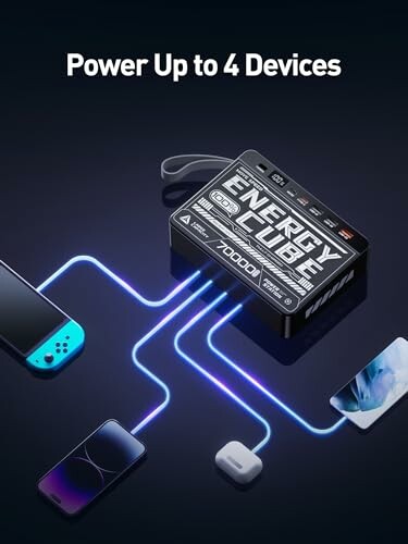 Energy Cube charging four devices simultaneously.