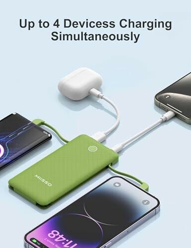 Power bank charging four devices simultaneously.