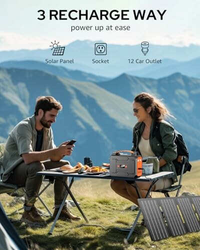 A portable solar power station with a foldable solar panel, perfect for outdoor use.
