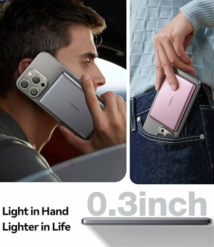 Slim phone case with card holder, light and compact design.
