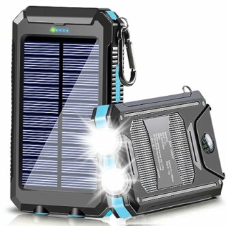 Solar power bank with flashlight and compass